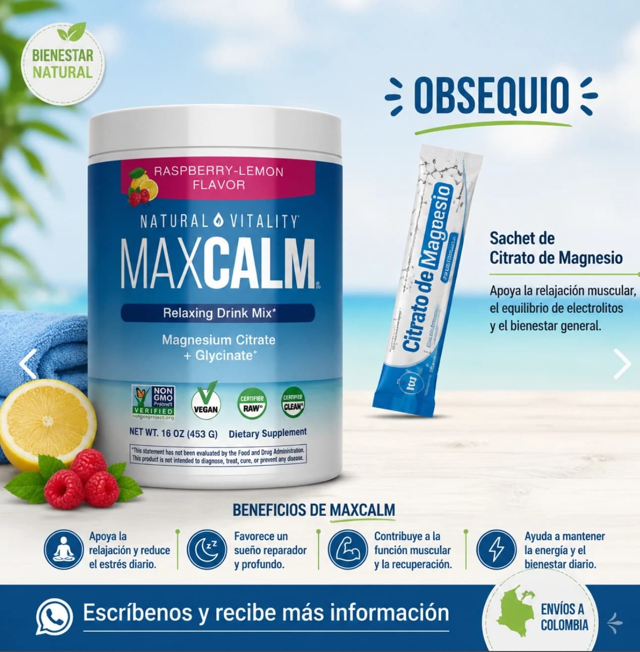 MaxCalm polvo con obsequio